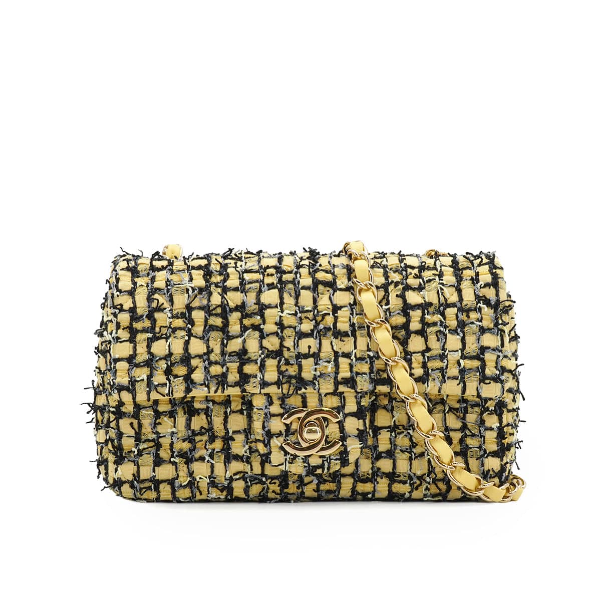 LUXURY PROMISE CHANEL MATELASSE CHAIN SHOULDER BAG MULTICOLOR TWEED GOLD HARDWARE 90339165