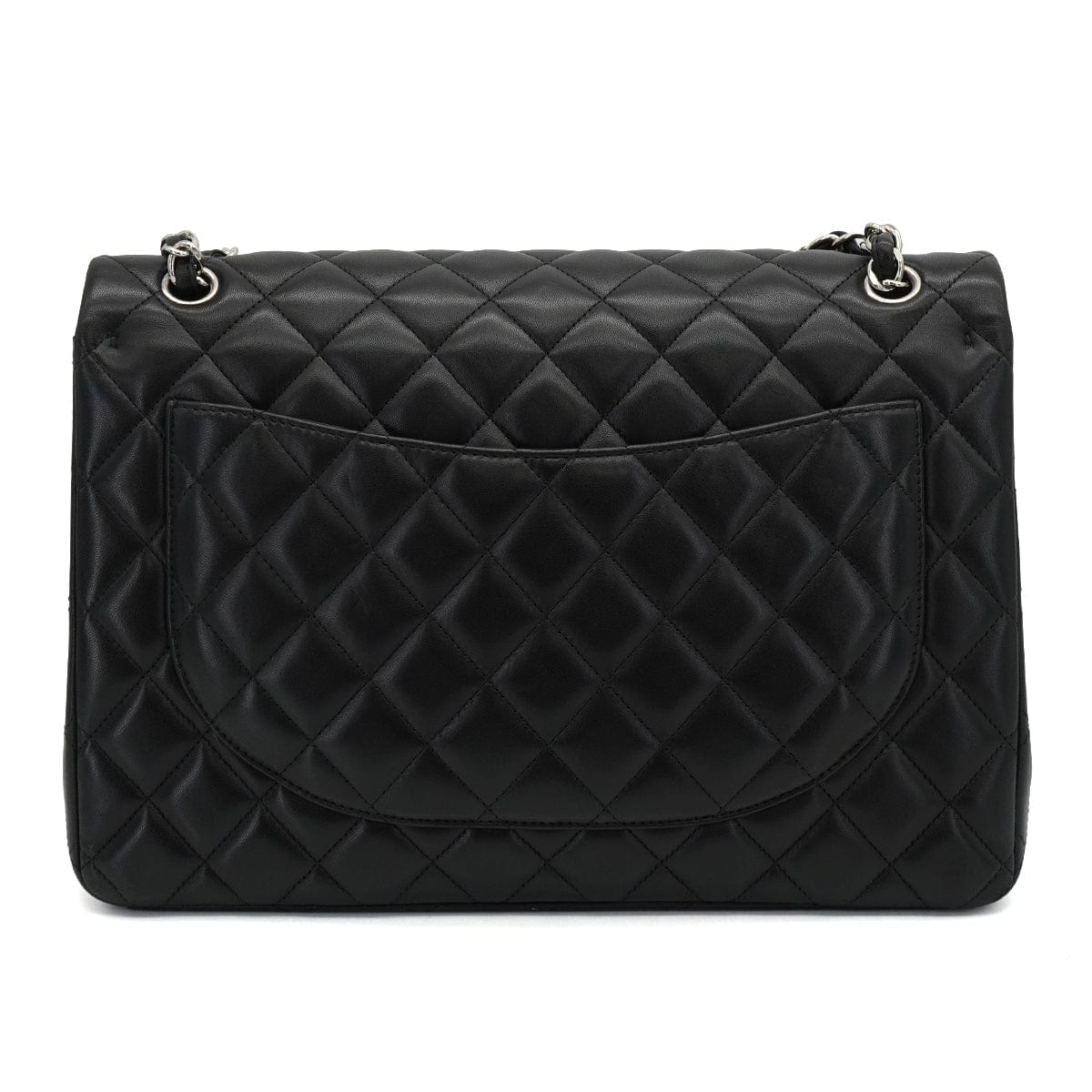 LUXURY PROMISE CHANEL MAXI MATELASSE 34 CHAIN SHOULDER BAG BLACK LAMB SKIN SILVER HARDWARE 90331673