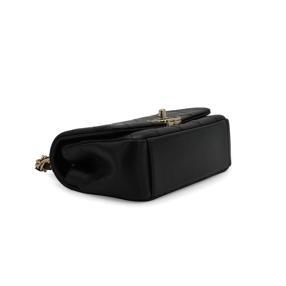 LUXURY PROMISE CHANEL MINI MATELASSE CHAIN SHOULDER BAG BLACK LAMB SKIN GOLD HARDWARE 90341846