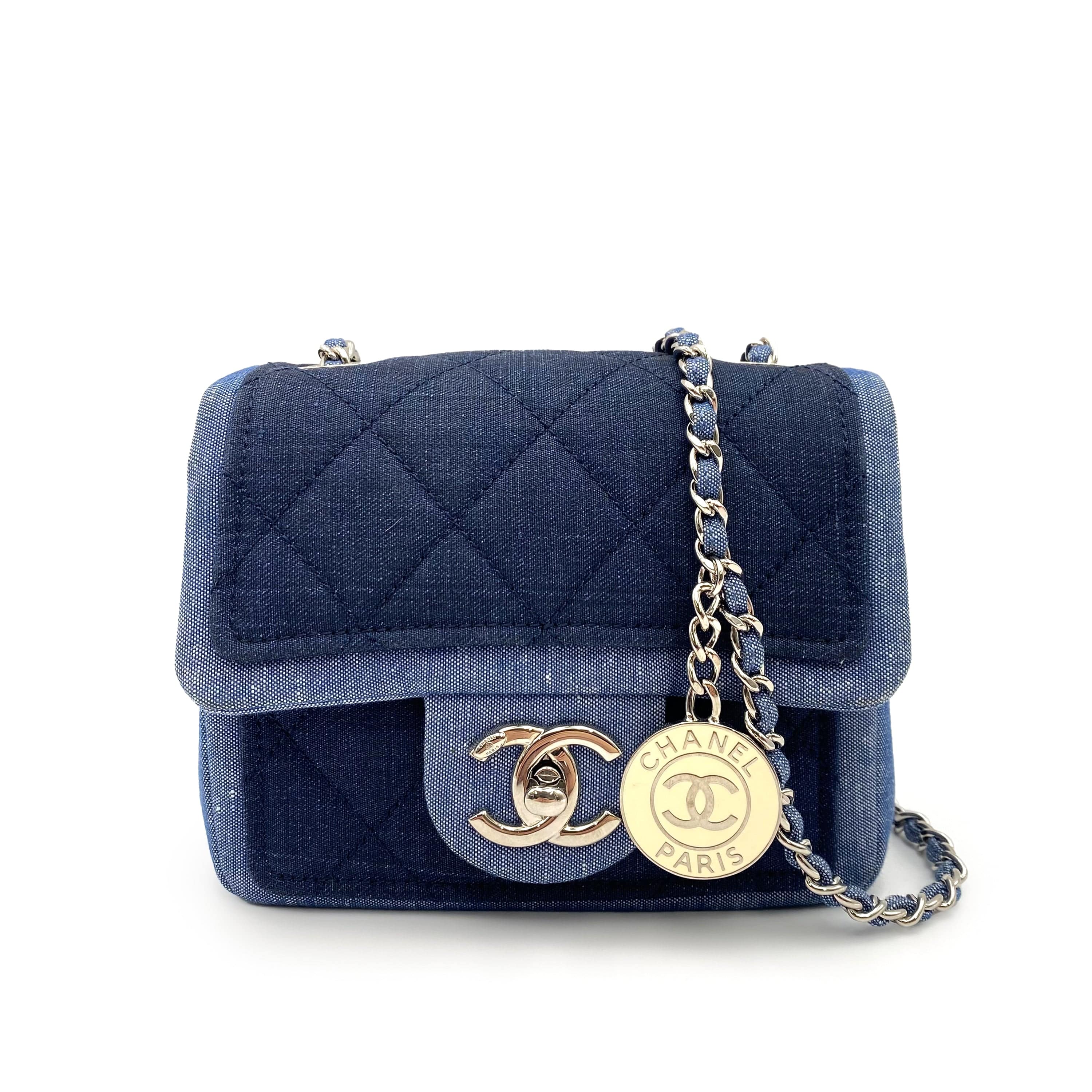 Luxury Promise CHANEL MINI MATELASSE CHAIN SHOULDER BAG BLUE DENIM 90234543