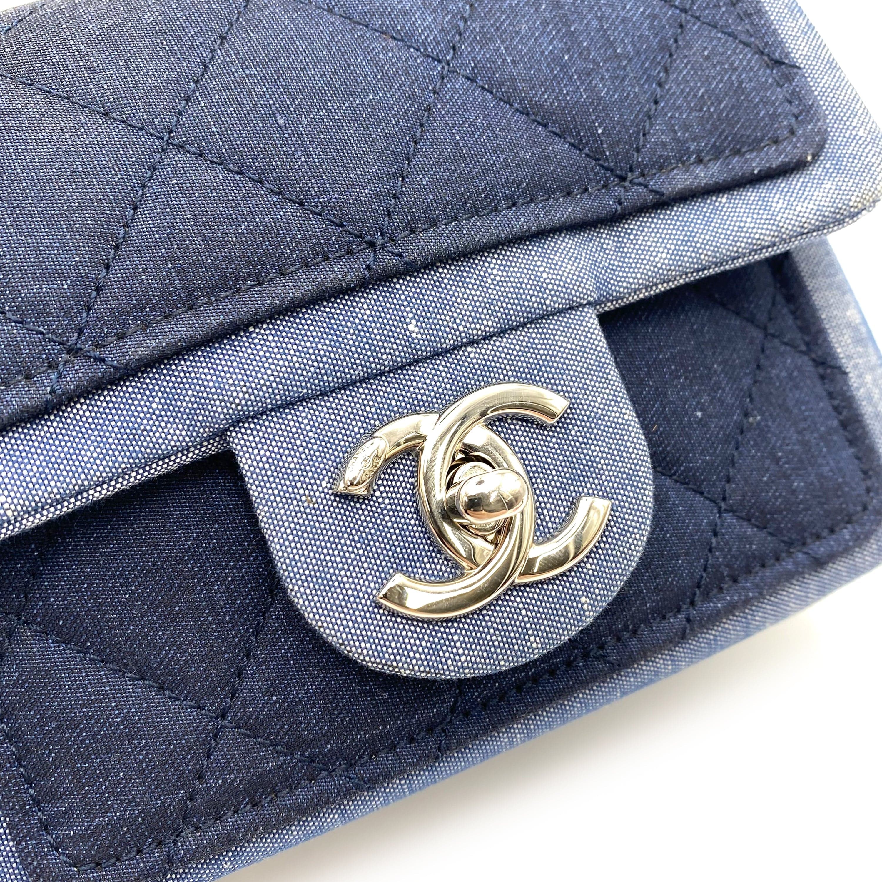 Luxury Promise CHANEL MINI MATELASSE CHAIN SHOULDER BAG BLUE DENIM 90234543