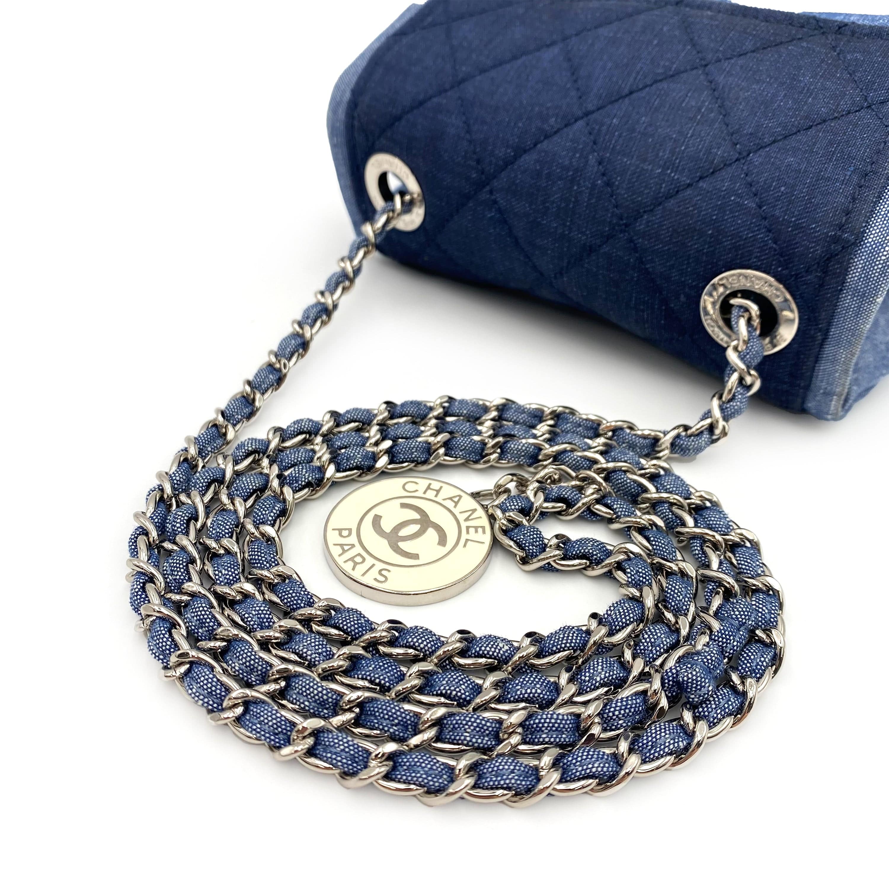 Luxury Promise CHANEL MINI MATELASSE CHAIN SHOULDER BAG BLUE DENIM 90234543