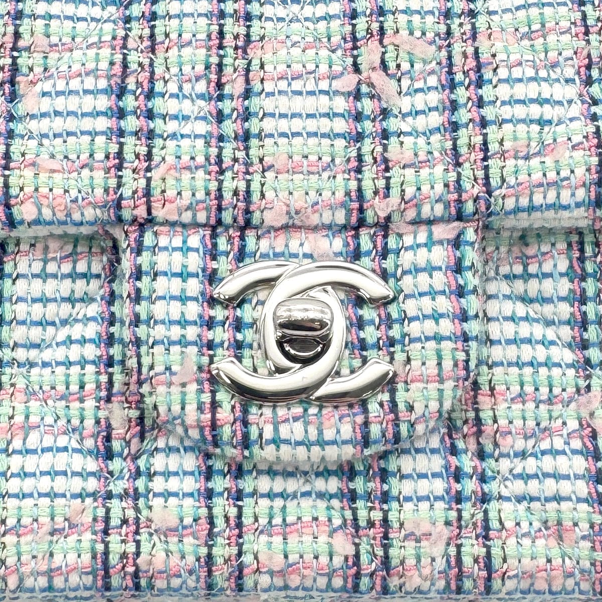 LUXURY PROMISE CHANEL MINI MATELASSE CHAIN SHOULDER BAG BLUE TWEED 90273071