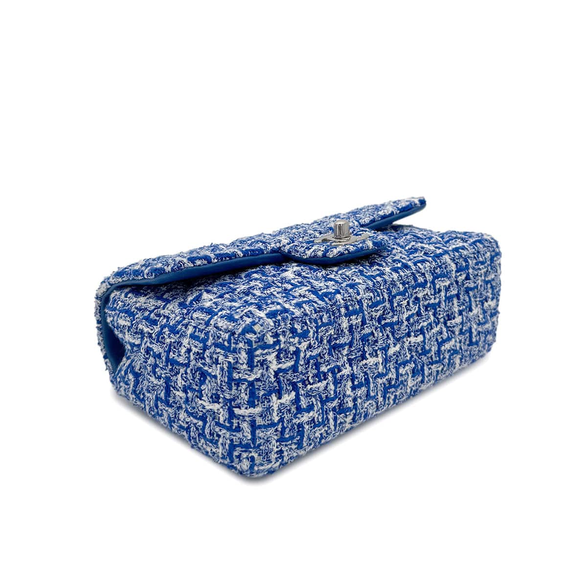 LUXURY PROMISE CHANEL MINI MATELASSE CHAIN SHOULDER BAG BLUE TWEED 90279798