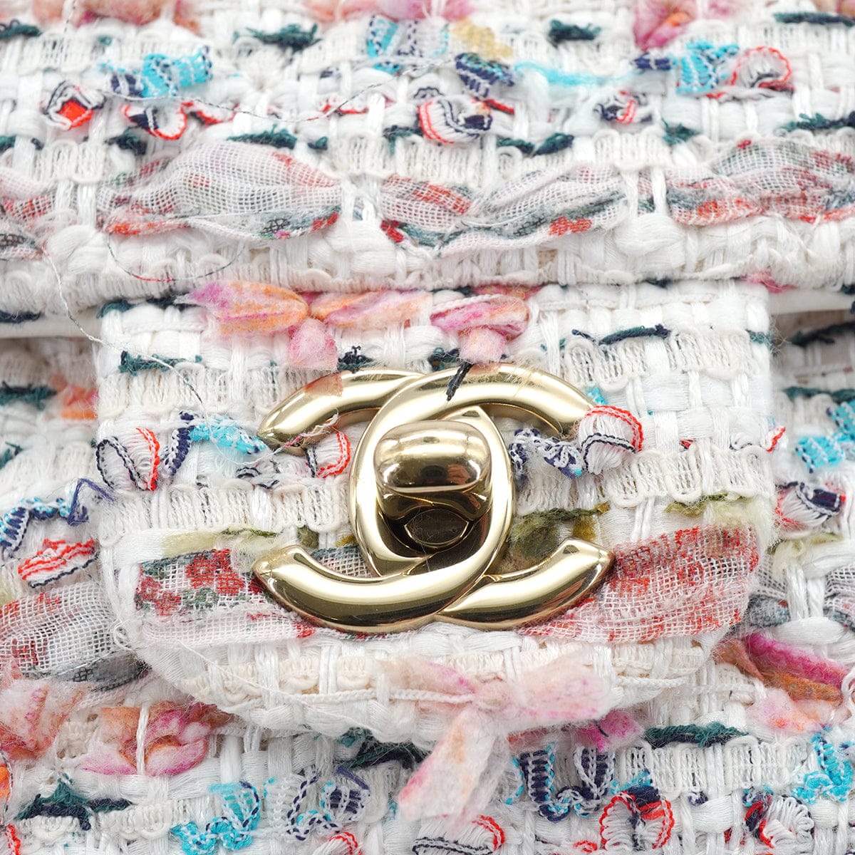 LUXURY PROMISE CHANEL MINI MATELASSE CHAIN SHOULDER BAG MULTICOLOR TWEED GOLD HARDWARE 90335836