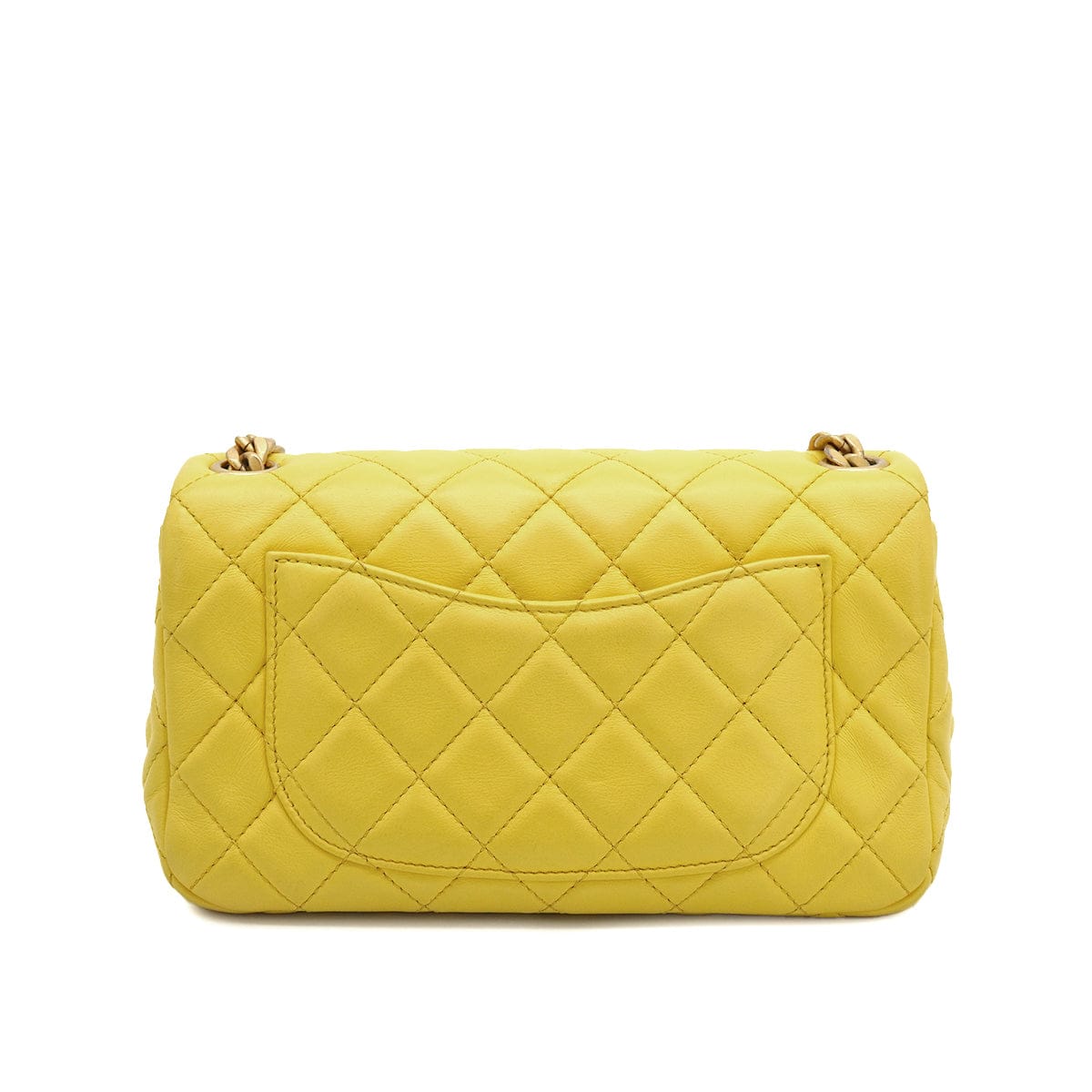 LUXURY PROMISE CHANEL MINI MATELASSE JEWELRY CHAIN SHOULDER BAG YELLOW LAMB SKIN GOLD HARDWARE 90332579