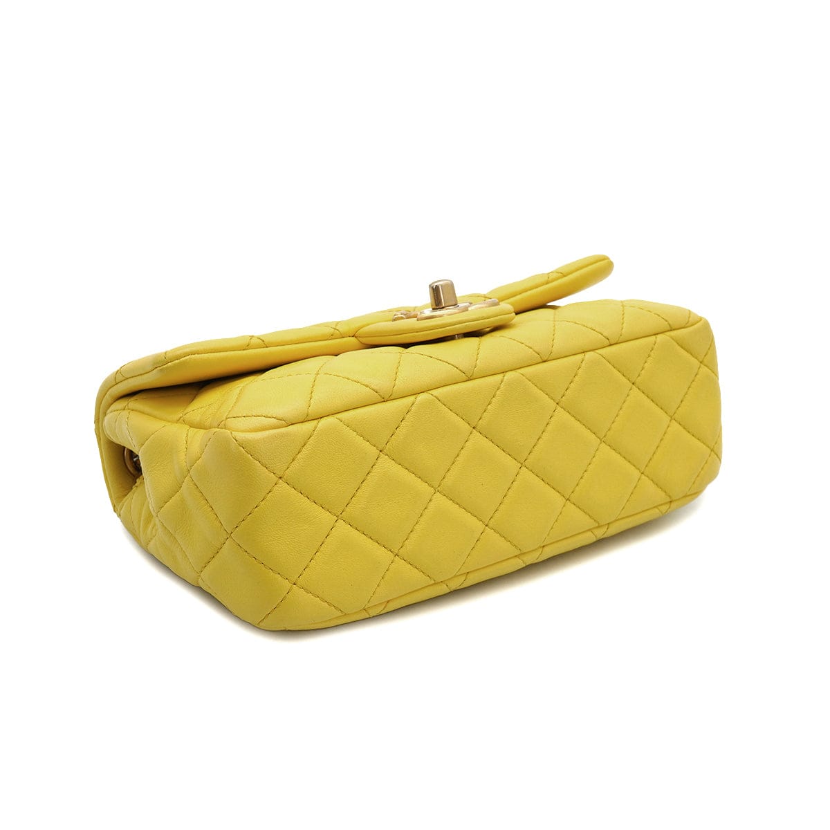 LUXURY PROMISE CHANEL MINI MATELASSE JEWELRY CHAIN SHOULDER BAG YELLOW LAMB SKIN GOLD HARDWARE 90332579