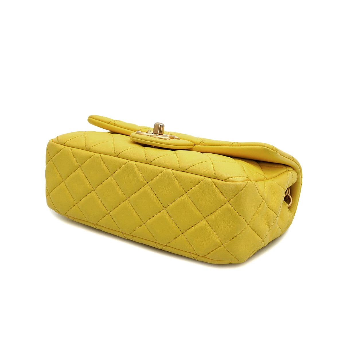 LUXURY PROMISE CHANEL MINI MATELASSE JEWELRY CHAIN SHOULDER BAG YELLOW LAMB SKIN GOLD HARDWARE 90332579