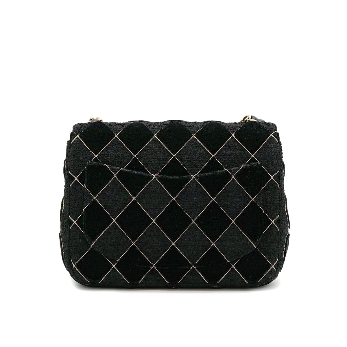 LUXURY PROMISE CHANEL MINI SQUARE 17 CHAIN SHOULDER BAG BLACK CANVAS VELOR 90307023