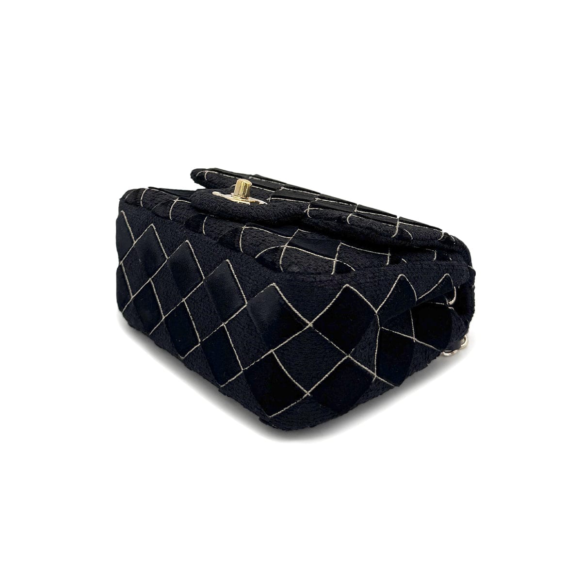LUXURY PROMISE CHANEL MINI SQUARE 17 CHAIN SHOULDER BAG BLACK CANVAS VELOR 90307023