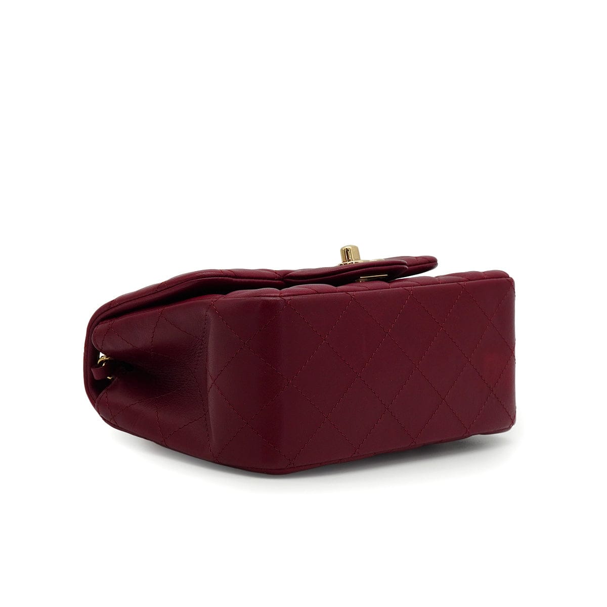 LUXURY PROMISE CHANEL MINI SQUARE 17 CHAIN SHOULDER BAG BORDEAUX LAMB SKIN GOLD HARDWARE 90343007