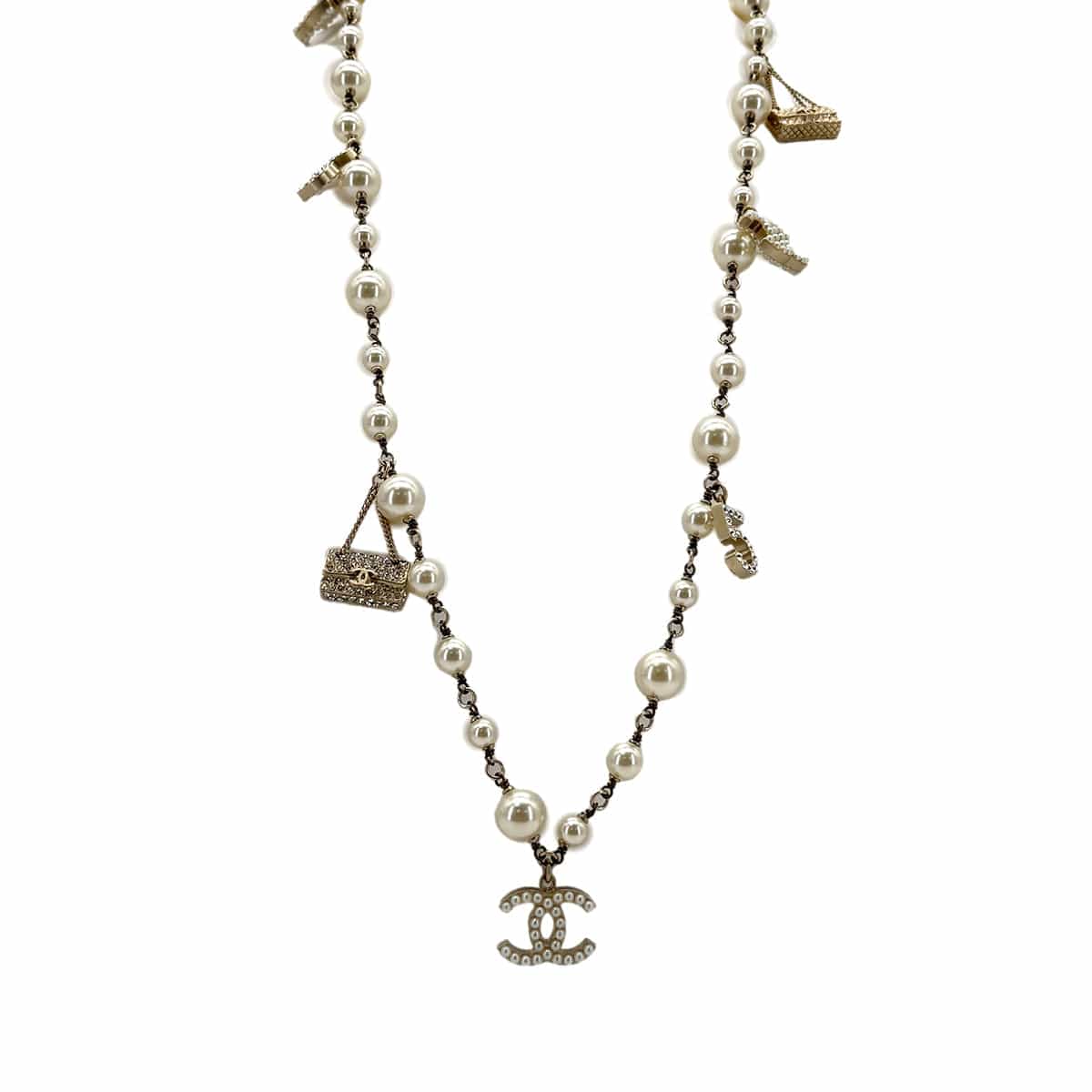 LUXURY PROMISE CHANEL NECKLACE ICON MOTIF COCOMARK NO5 FAKEPEARL RHINESTONE ACCESSORY 05A 90271287