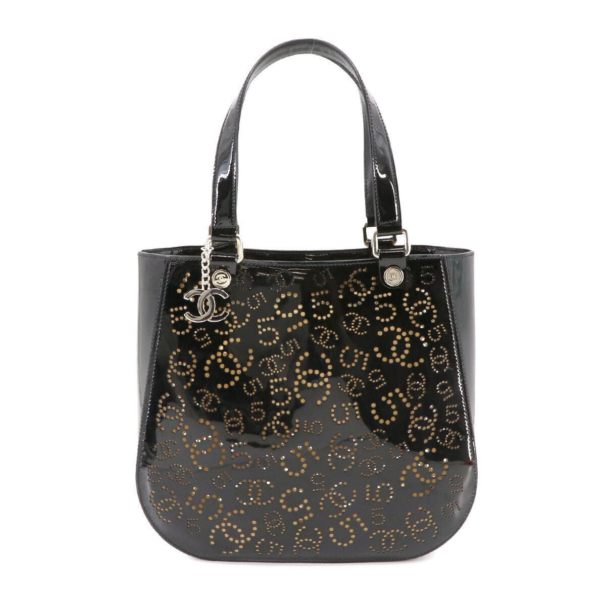 Luxury Promise CHANEL NO.5 Tote Bag Enamel Black A31334 Purse Coco Logos 90232036