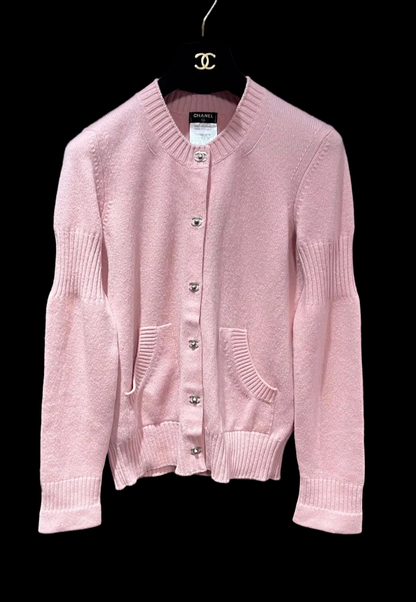 Luxury Promise CHANEL PINK TURNLOCK CARDIGAN 38 FT102095