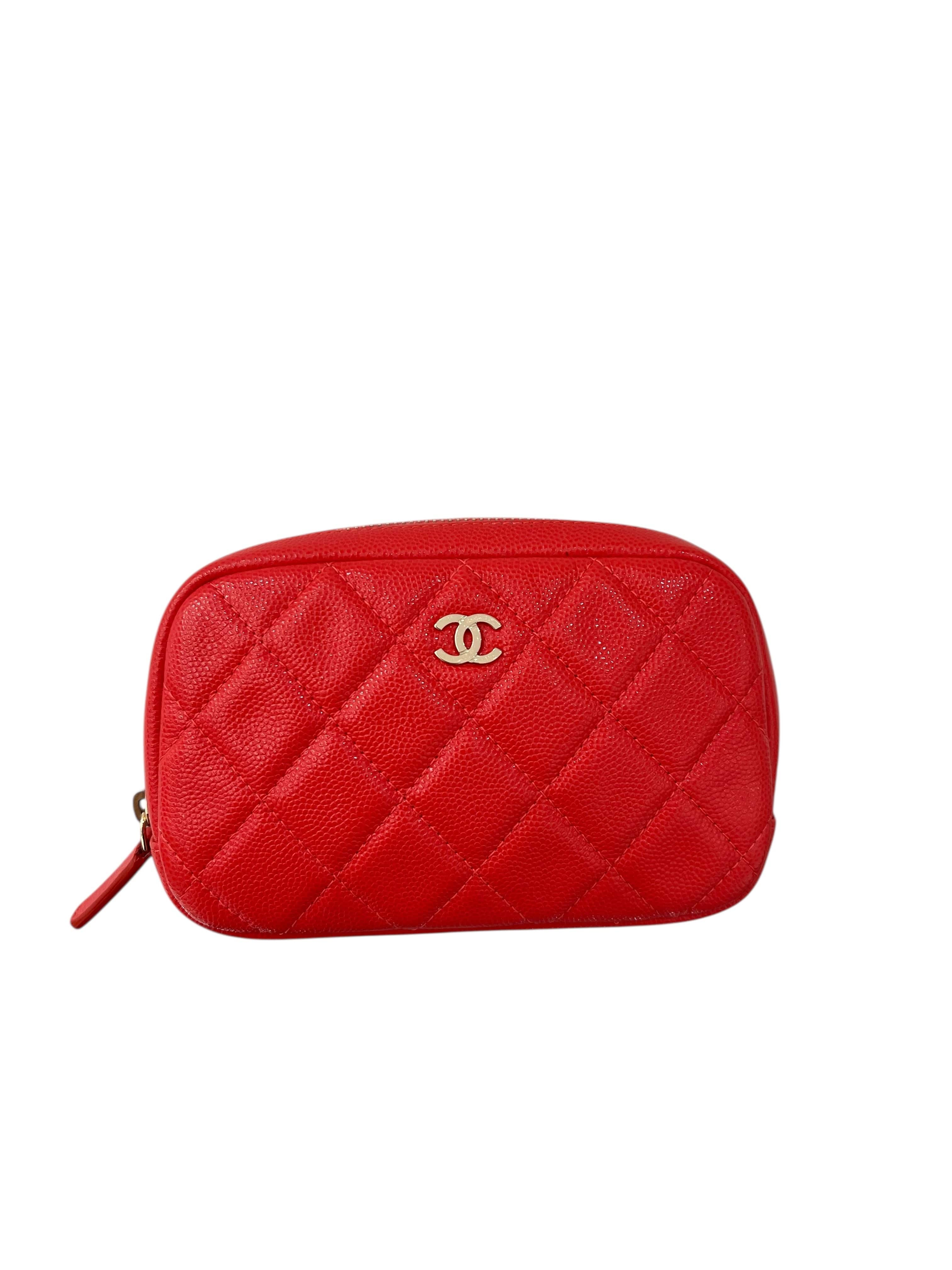 Luxury Promise Chanel Pouch Red Caviar GHW  SKCH4081