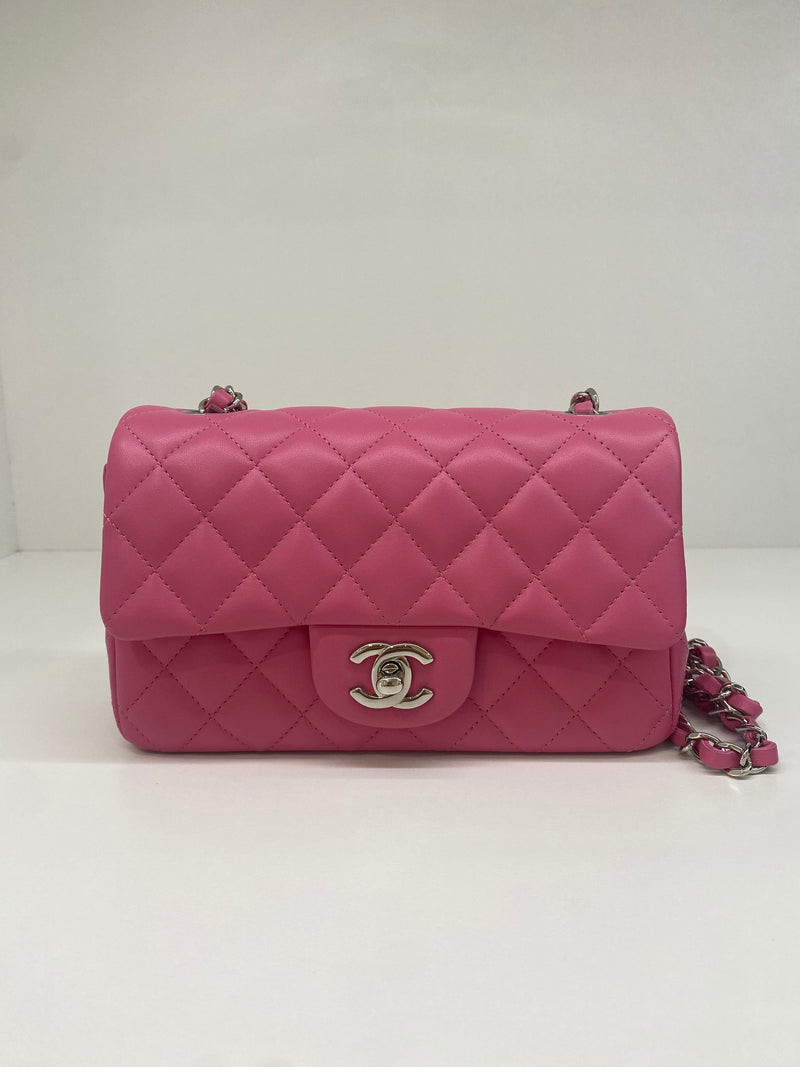 CHANEL Lambskin Quilted Mini Wallet On Chain WOC Pink 1285768