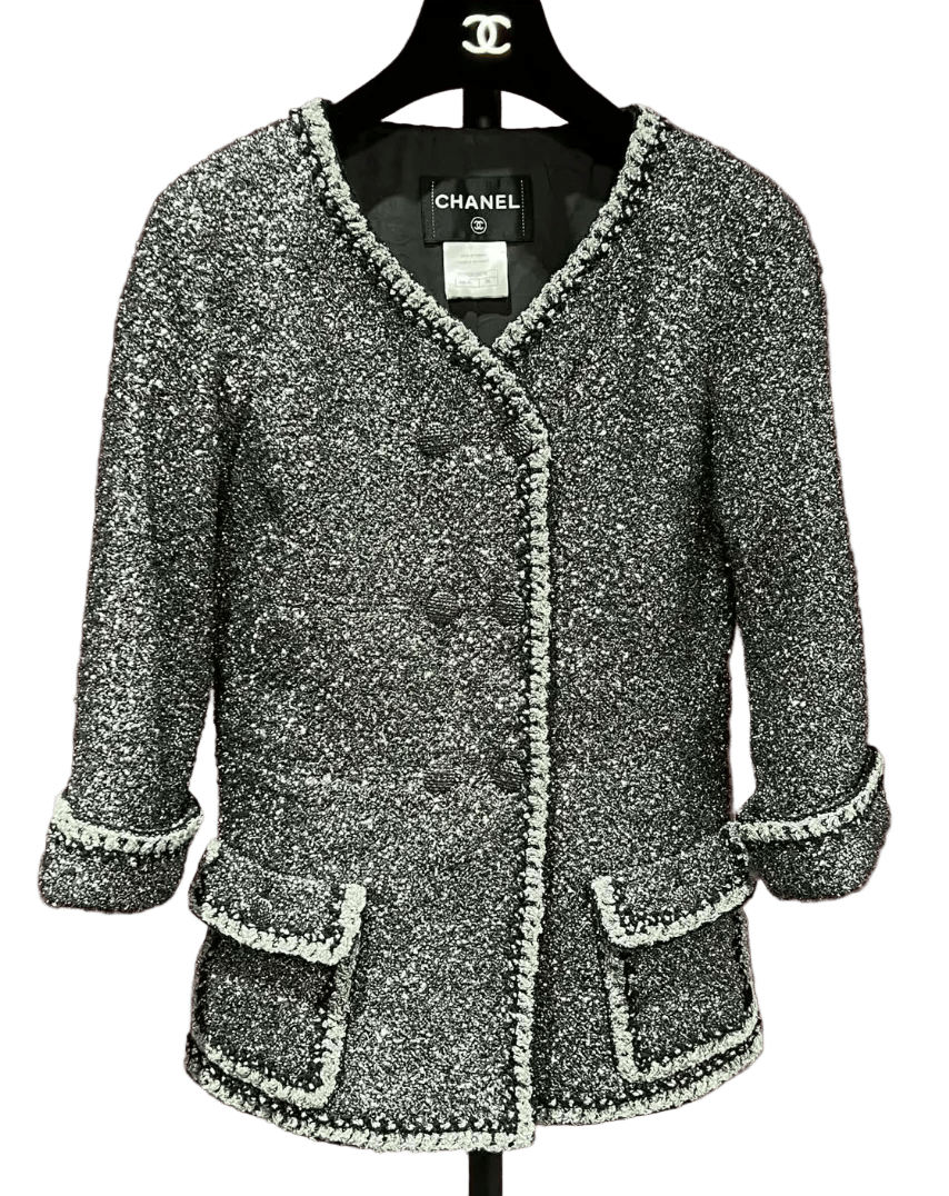 Luxury Promise CHANEL SILVER GREY JACKET 36 FT102078