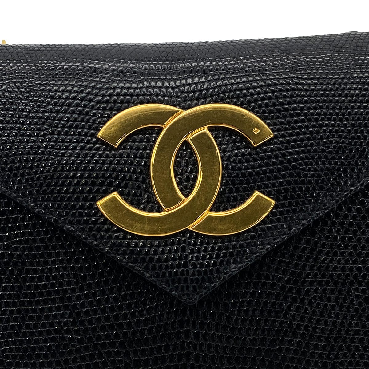 LUXURY PROMISE CHANEL VINTAGE BIG COCO CHAIN SHOULDER BAG BLACK LIZARD 90303726