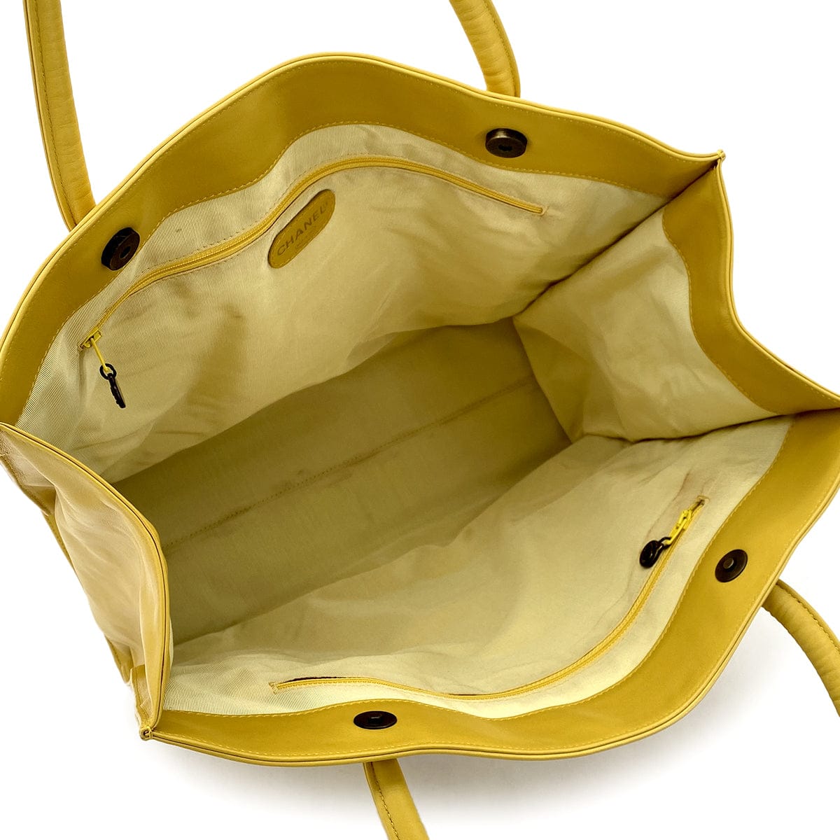 LUXURY PROMISE CHANEL VINTAGE BIG COCO TOTE BAG YELLOW LAMB SKIN 90282762