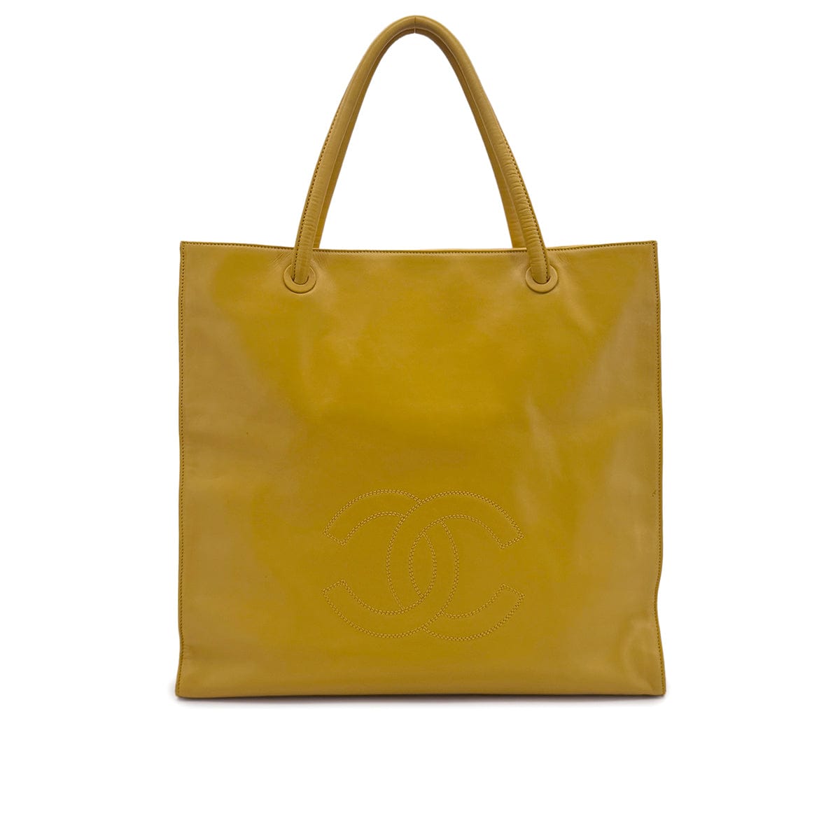 LUXURY PROMISE CHANEL VINTAGE BIG COCO TOTE BAG YELLOW LAMB SKIN 90282762
