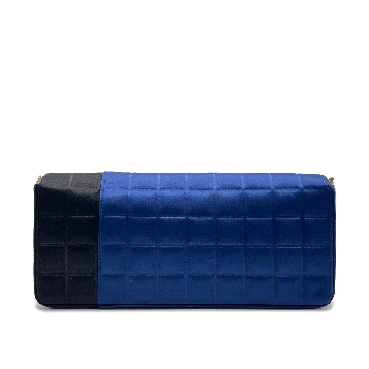 LUXURY PROMISE CHANEL VINTAGE CHOCOLATE BAR CHAIN SHOULDER BAG BLUE BLACK SATIN 90270797