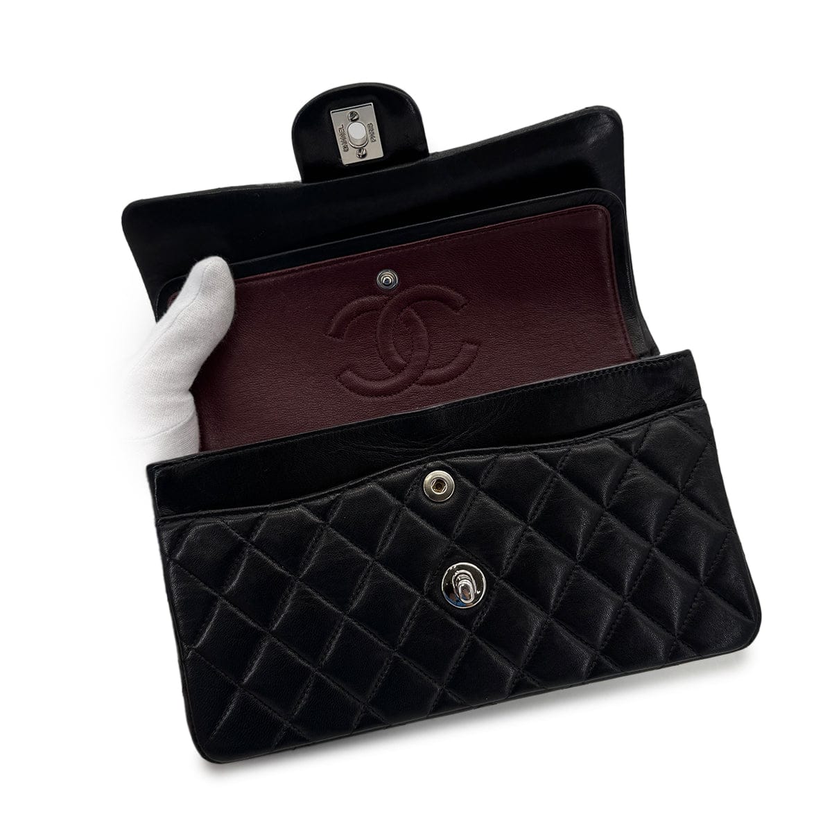 LUXURY PROMISE CHANEL VINTAGE CLASSIC FLAP SMALL CHAIN SHOULDER BAG BLACK LAMB SKIN 90284389