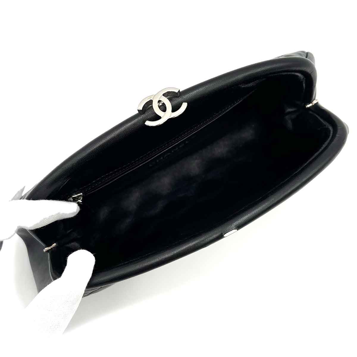 Luxury Promise CHANEL VINTAGE CLUTCH BAG BLACK LAMB SKIN 90234555