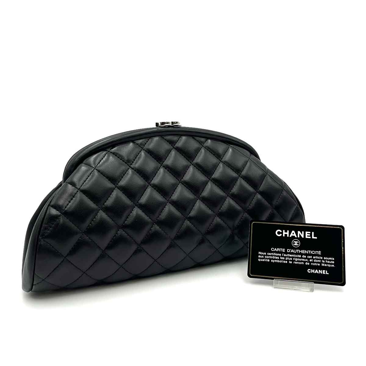Luxury Promise CHANEL VINTAGE CLUTCH BAG BLACK LAMB SKIN 90234555