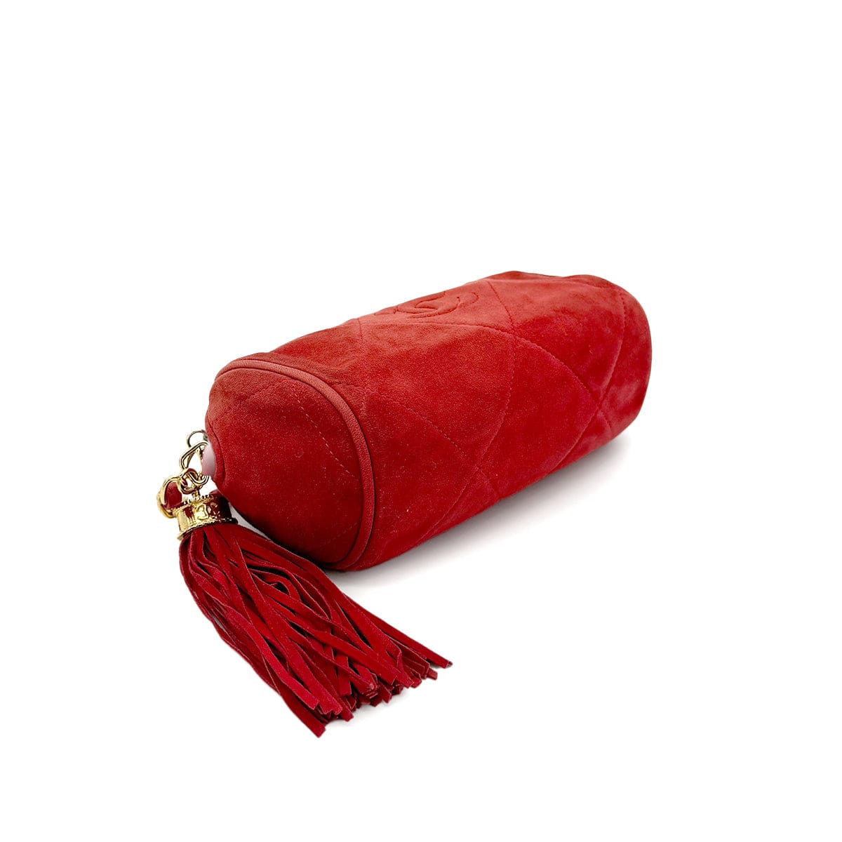 LUXURY PROMISE CHANEL VINTAGE COCOMARK FRINGE CHAIN SHOULDER BAG RED SUEDE 90274861