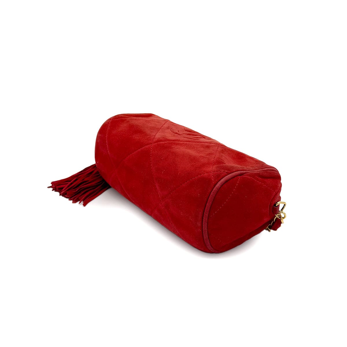 LUXURY PROMISE CHANEL VINTAGE COCOMARK FRINGE CHAIN SHOULDER BAG RED SUEDE 90274861