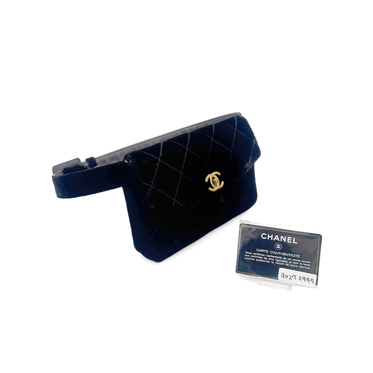 LUXURY PROMISE CHANEL VINTAGE COCOMARK VELOUR BELT BAG BLACK 90272955