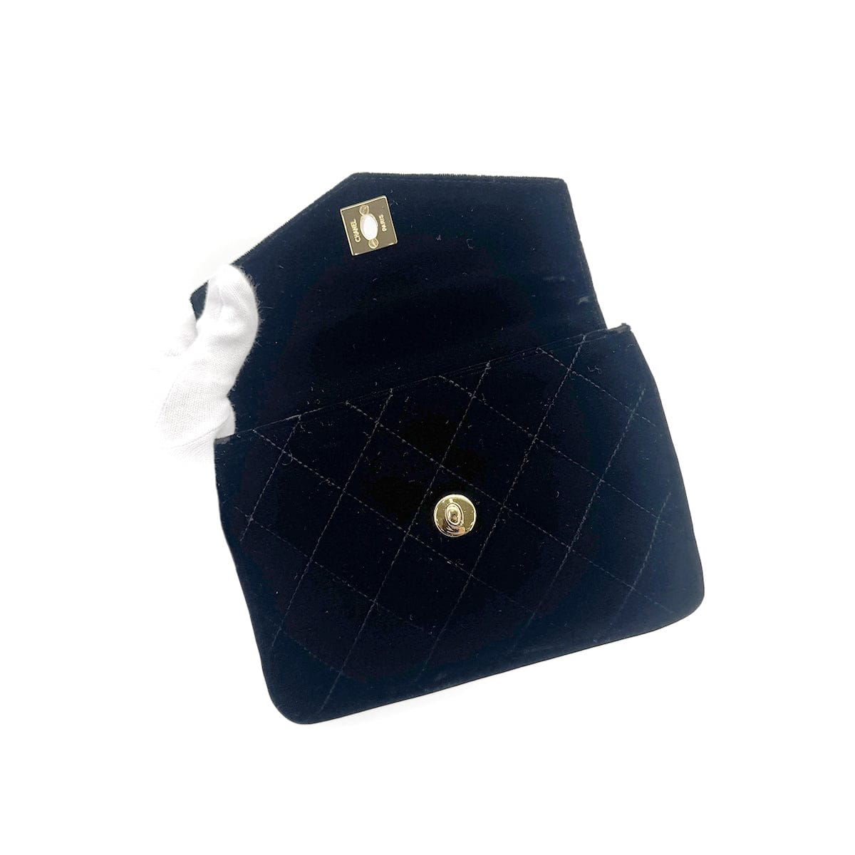 LUXURY PROMISE CHANEL VINTAGE COCOMARK VELOUR BELT BAG BLACK 90272955