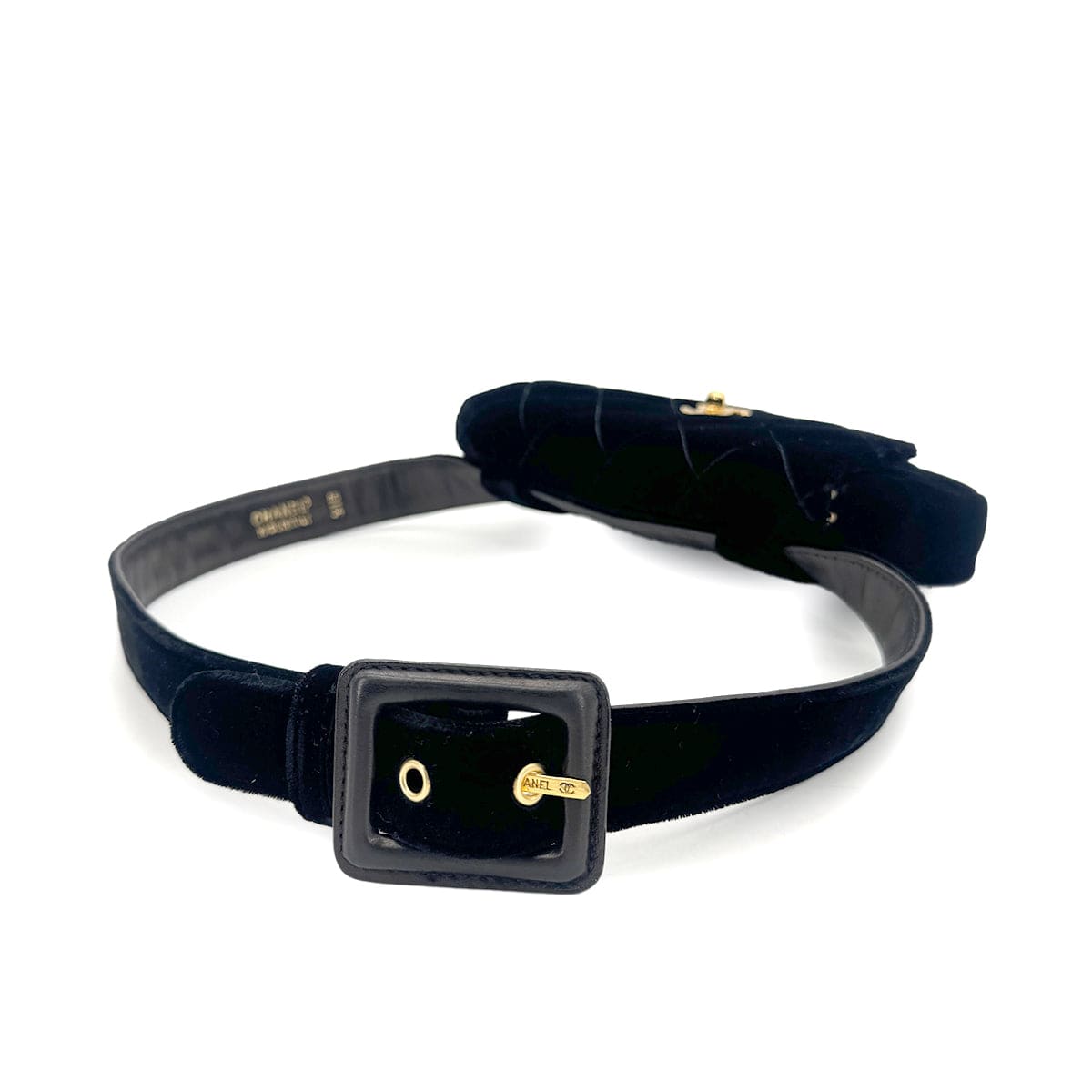 LUXURY PROMISE CHANEL VINTAGE COCOMARK VELOUR BELT BAG BLACK 90272955