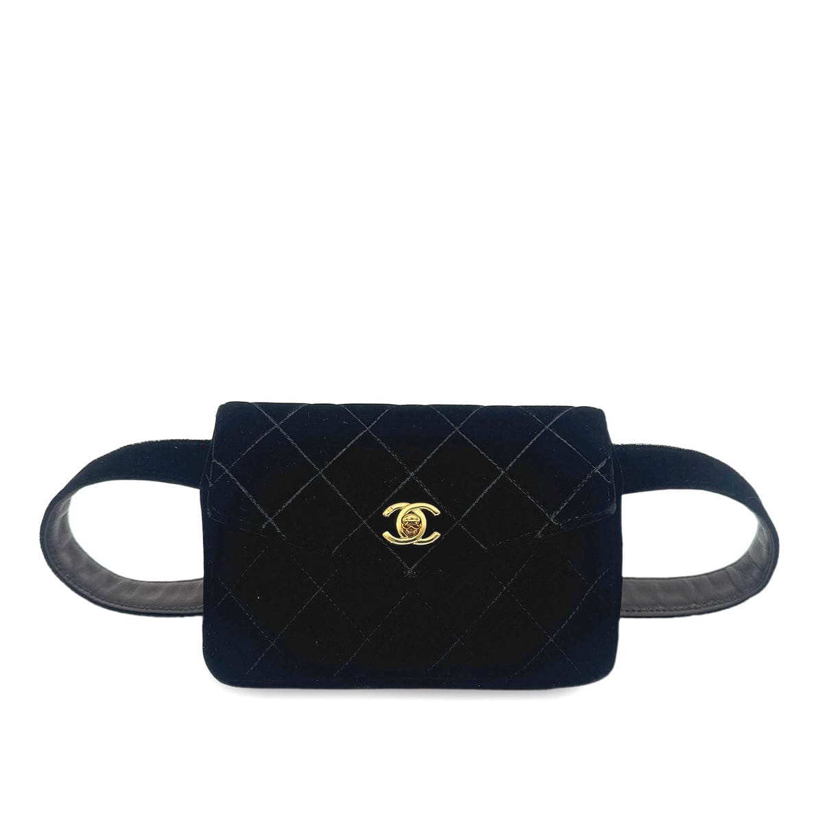 LUXURY PROMISE CHANEL VINTAGE COCOMARK VELOUR BELT BAG BLACK 90272955