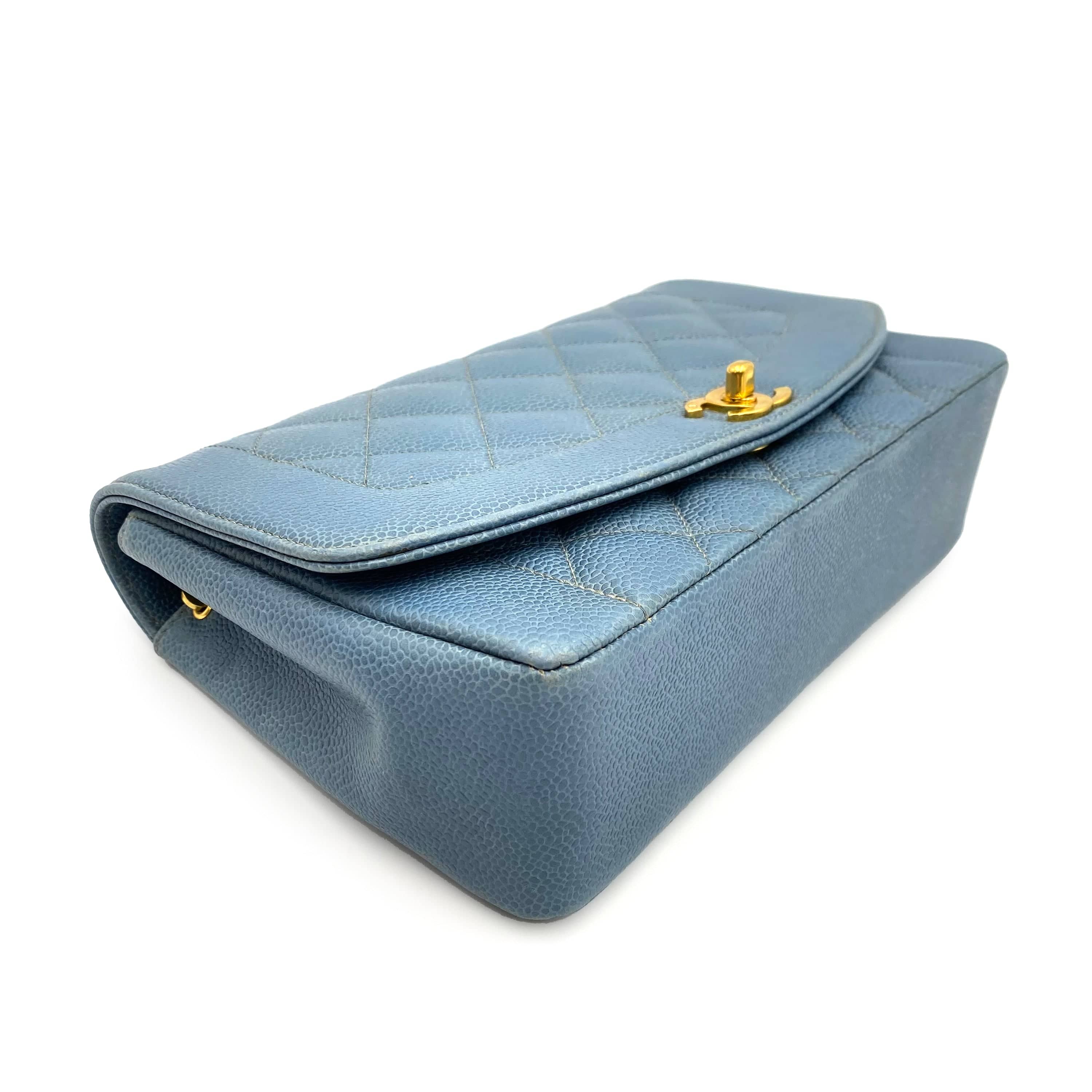 LUXURY PROMISE CHANEL VINTAGE DIANA MEDIUM CHAIN SHOULDER BAG BLUE CAVIAR SKIN 90229354