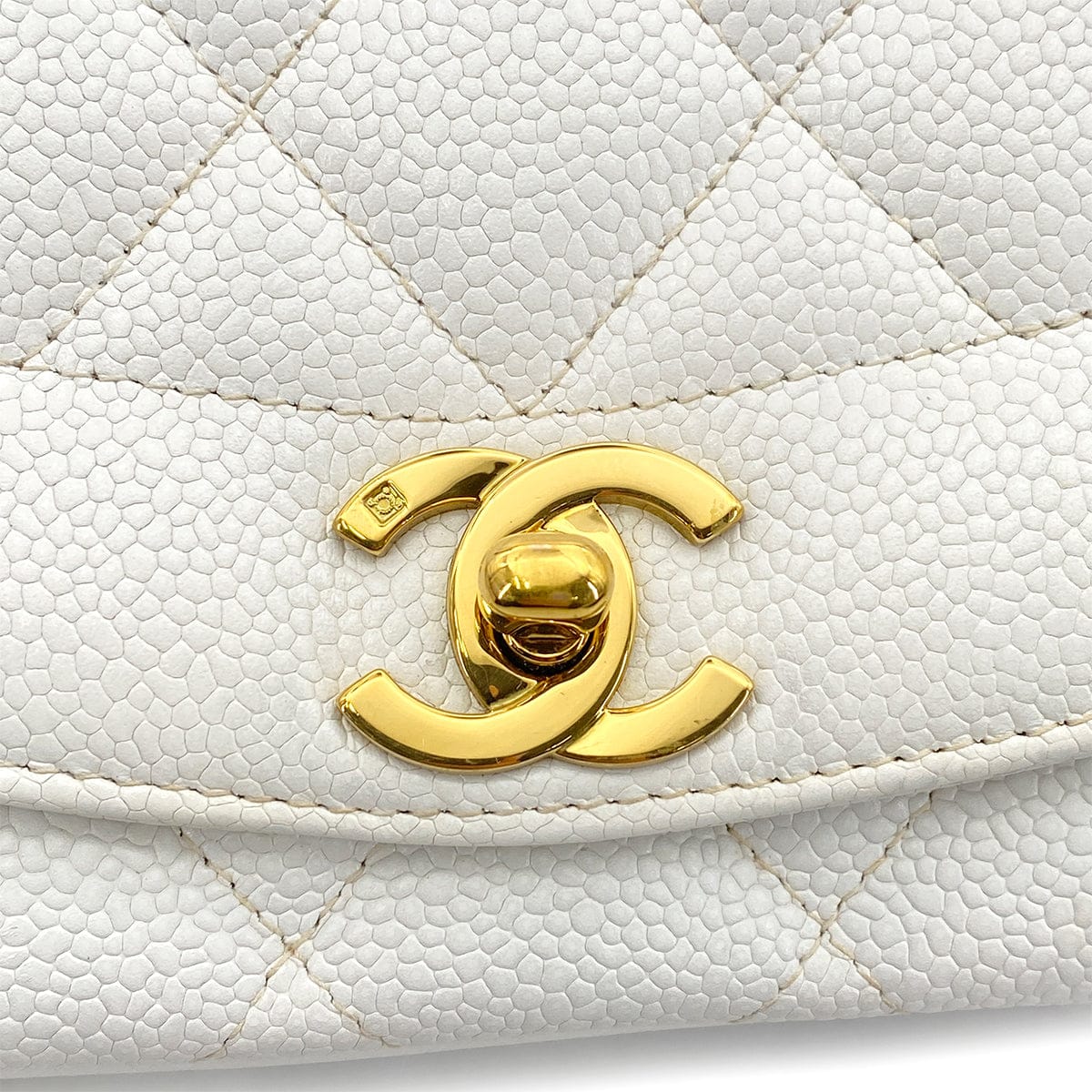 LUXURY PROMISE CHANEL VINTAGE DIANA SMALL CHAIN SHOULDER BAG WHITE CAVIAR SKIN 90261574