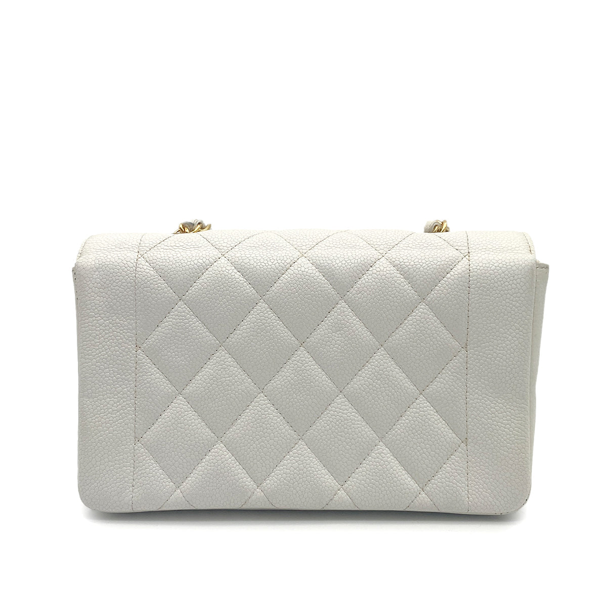 LUXURY PROMISE CHANEL VINTAGE DIANA SMALL CHAIN SHOULDER BAG WHITE CAVIAR SKIN 90261574