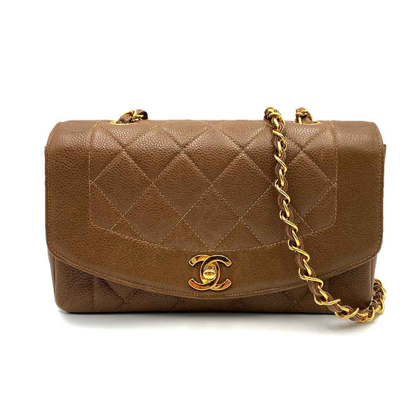 Luxury Promise CHANEL VINTAGE DIANA SMALL Taupe CAIVAR GHW