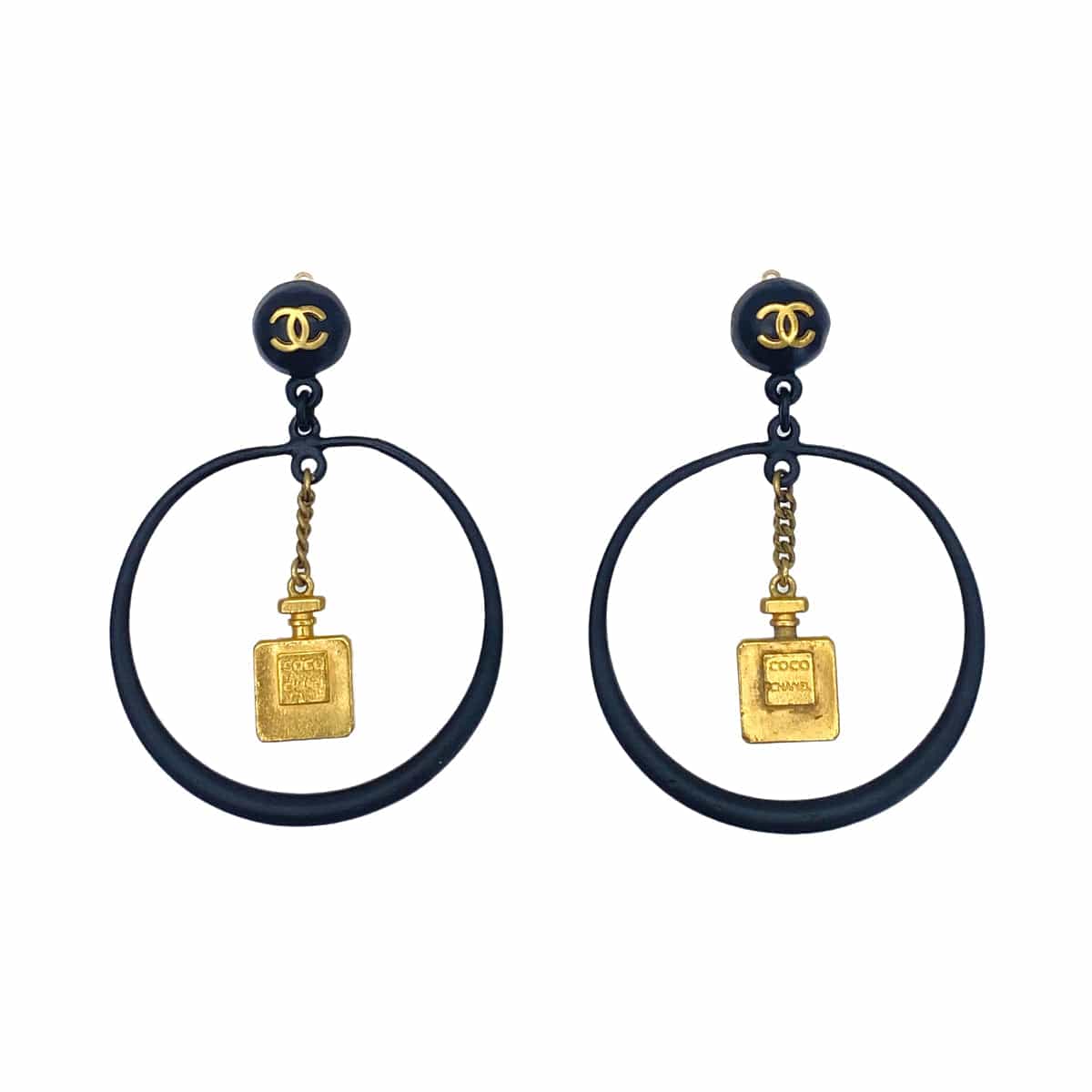 LUXURY PROMISE CHANEL VINTAGE EARRINGS COCOMARK HOOP PERFUME ACCESSORY 94C 90266152