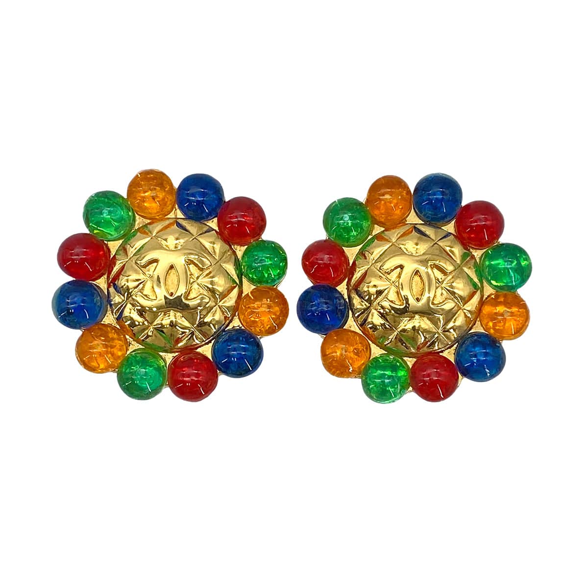 LUXURY PROMISE CHANEL VINTAGE EARRINGSCOCOMARK COLOR STONE ACCESSORY 25 90273413