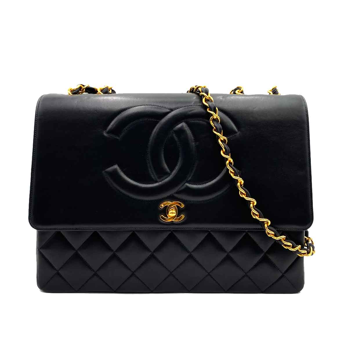 Luxury Promise Chanel Vintage Flap Maxi Timeless CC Turnlock Black lambskin GHW #2 90233652