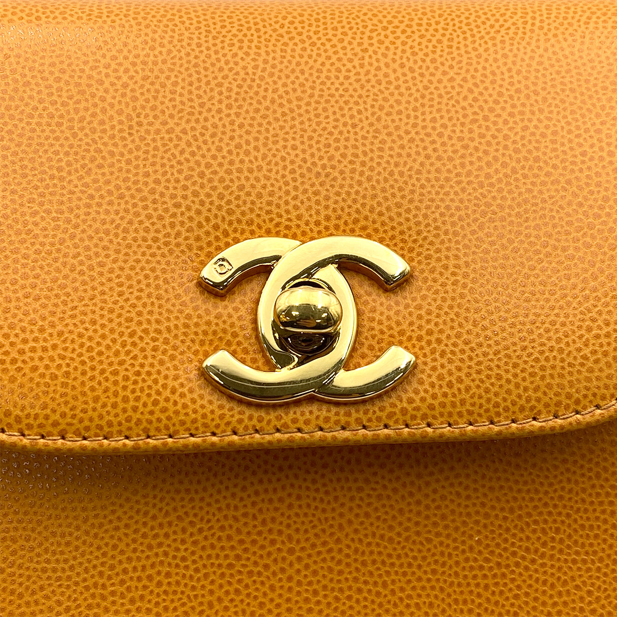 LUXURY PROMISE CHANEL VINTAGE HAND BAG ORANGE CAVIAR SKIN 90264365
