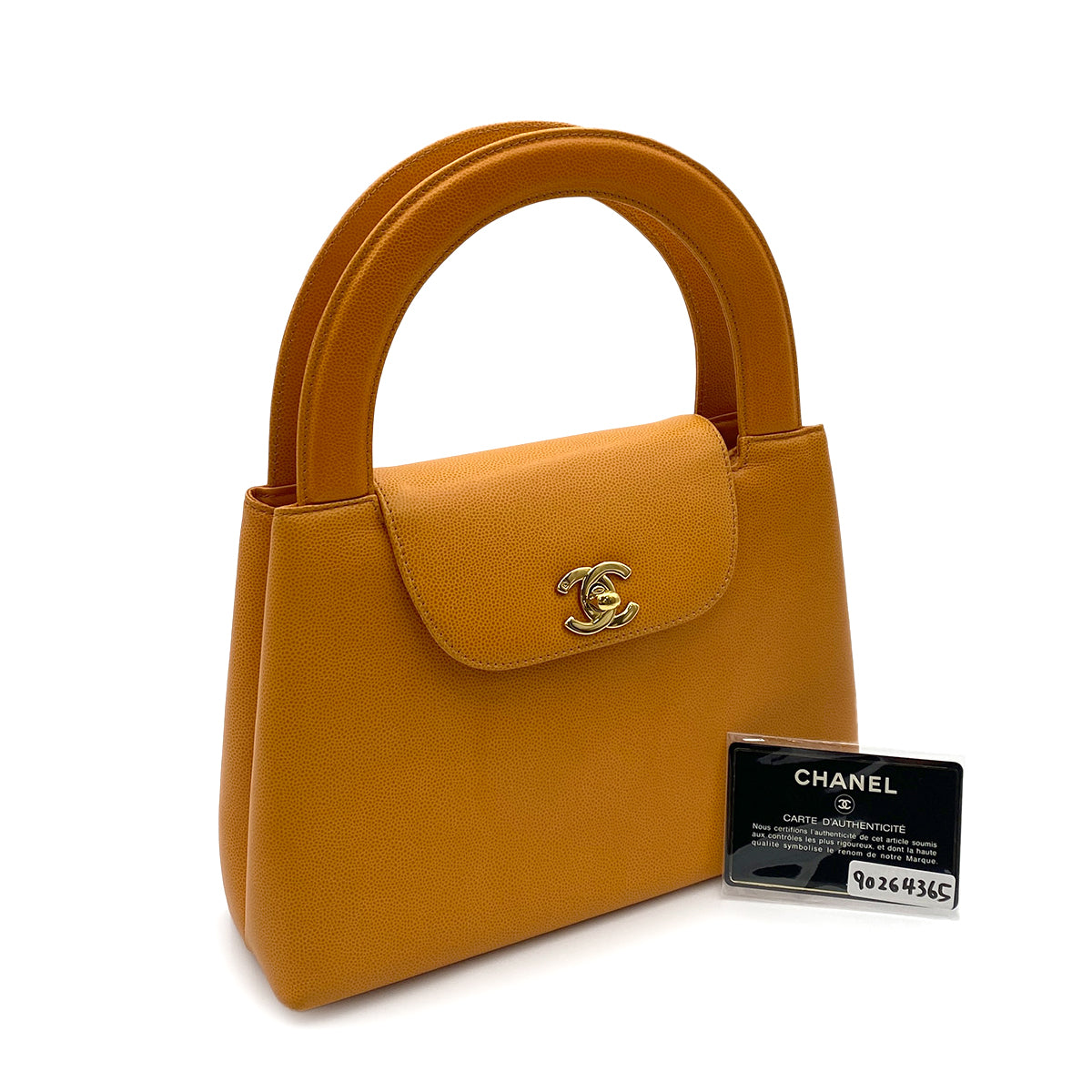 LUXURY PROMISE CHANEL VINTAGE HAND BAG ORANGE CAVIAR SKIN 90264365