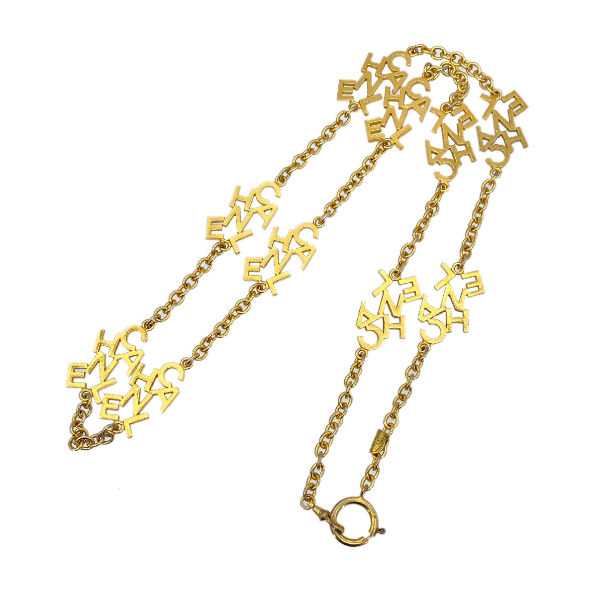 LUXURY PROMISE CHANEL VINTAGE LONG NECKLACE LOGO GOLD ACCESSORY 90275803