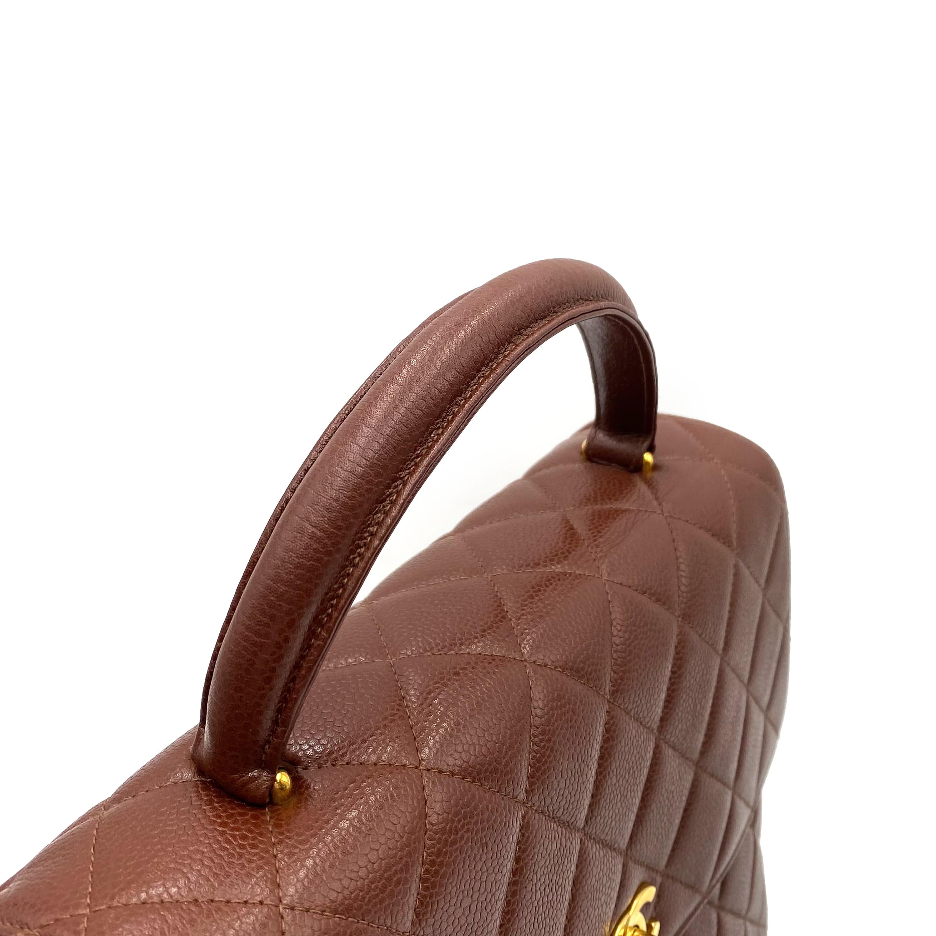 Luxury Promise CHANEL VINTAGE MATELASSE HAND BAG BROWN CAVIAR SKIN 90233151
