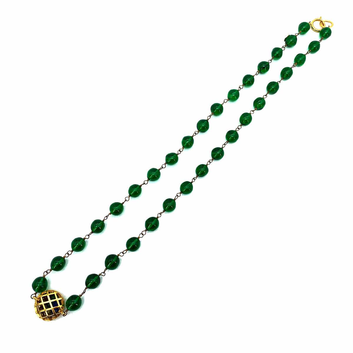 LUXURY PROMISE CHANEL VINTAGE NECKLACE GRIPOIX GREEN ACCESSORY 90261281