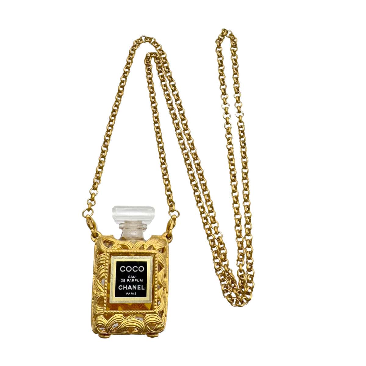 LUXURY PROMISE CHANEL VINTAGE NECKLACE PERFUME BOTTLE COCO EAU DE PARFUM GOLD ACCESSORY 90288710