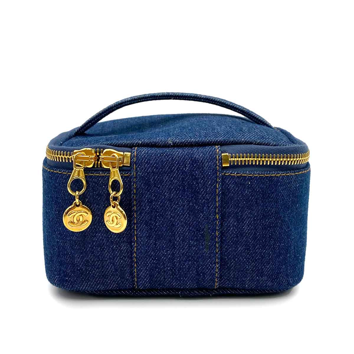 LUXURY PROMISE CHANEL VINTAGE VANITY HAND BAG BLUE DENIM 90233667