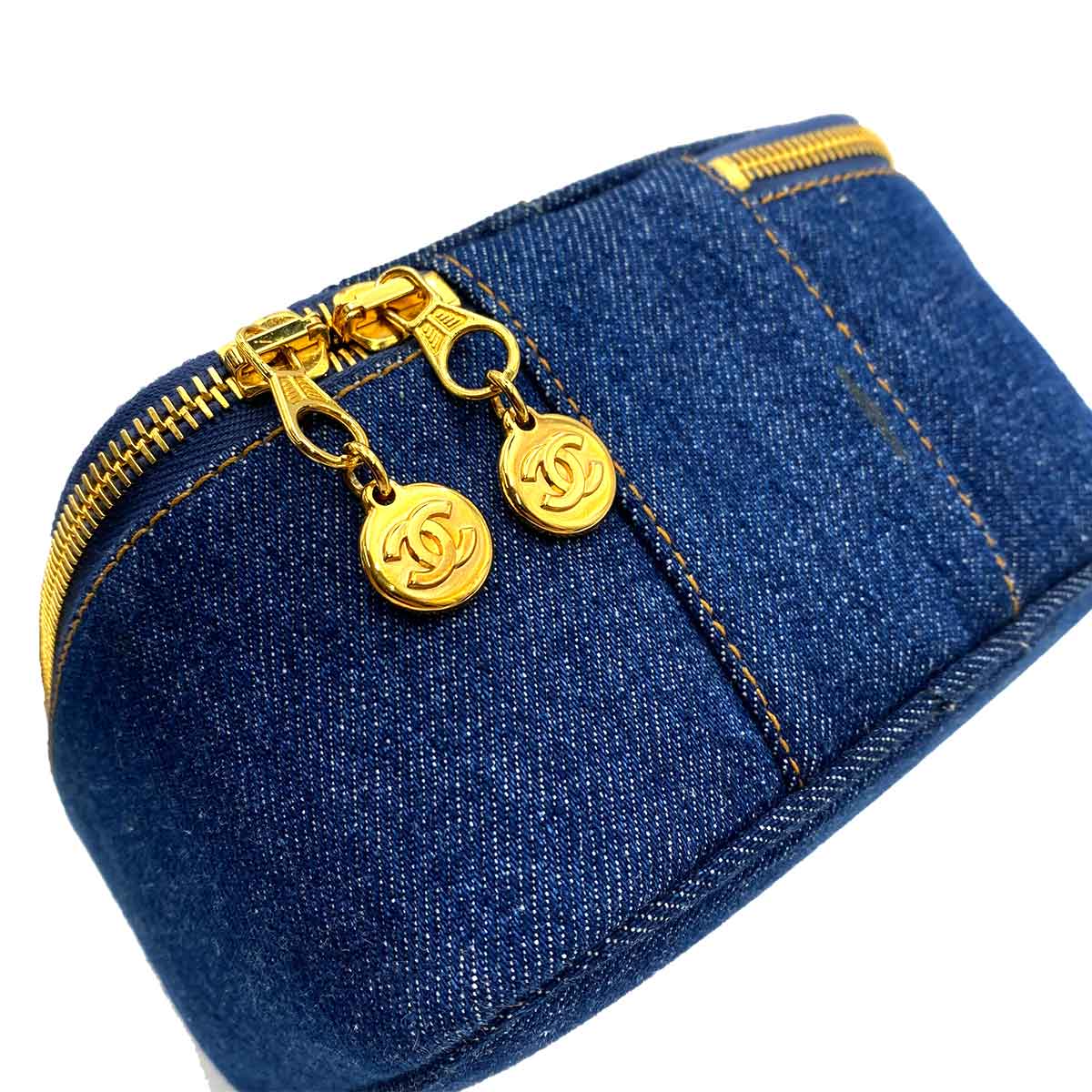 LUXURY PROMISE CHANEL VINTAGE VANITY HAND BAG BLUE DENIM 90233667