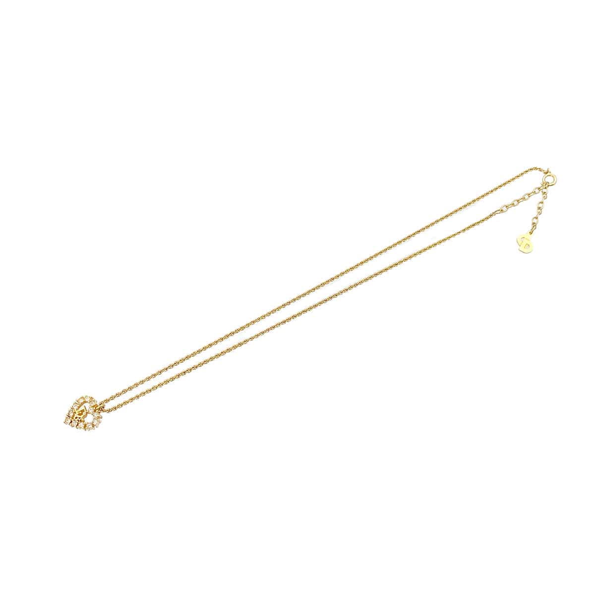 LUXURY PROMISE CHRISTIAN DIOR NECKLACE CD LOGO HEART RHINESTONE GOLD ACCESSORY 90322197